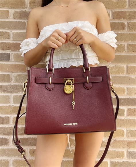 Michael Kors Hamilton Small Satchel Crossbody In Deep Cherry 